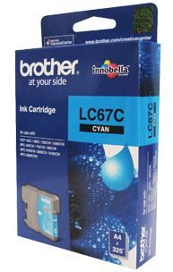Brother LC-67C Cyan Ink Cartridge- to suit DCP-385C/395CN/585CW/6690CW/J715W, MFC-490CW/5490CN/5890CN/6490CW/6890CDW/790CW/795CW/990CW- up to 325 page Brother LC-67C Cyan Ink Cartridge- to suit DCP-385C/395CN/585CW/6690CW/J715W, MFC-490CW/5490CN/5890CN/6490CW/6890CDW/790CW/795CW/990CW- up to 325 page